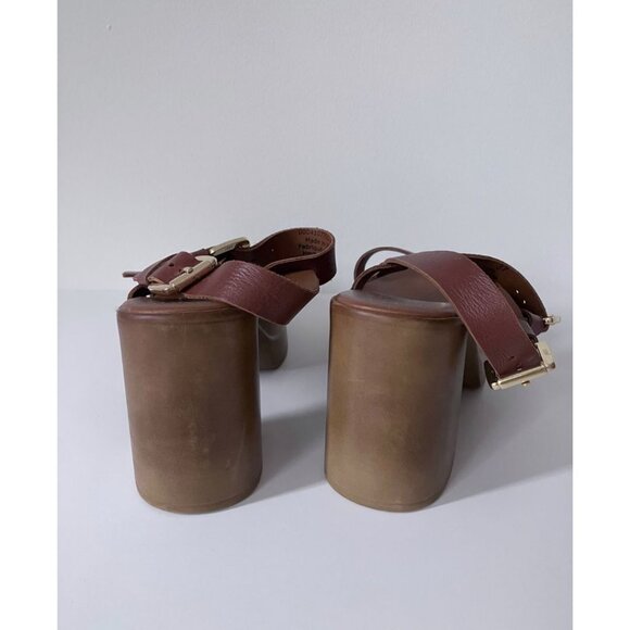 Free People Pamela Double Stack Platform Heels Sun Baked Brown Size EU 37 - Picture 5 of 8